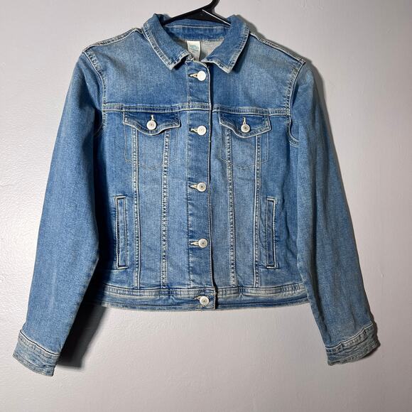 Thereabouts Girls Denim Jacket Cropped Trucker Blue Size L 14.5 16.5 Plus NWTWT - Picture 1 of 7
